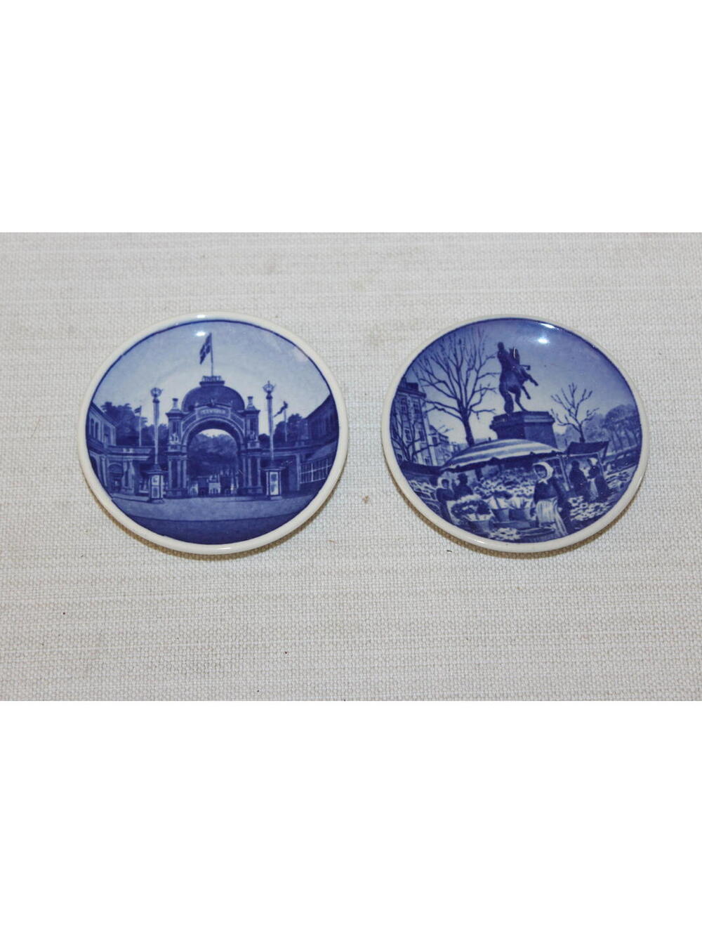 Royal Copenhagen Denmark Mini Collector Plates Tivoli & Blomstertorvet Set of 2